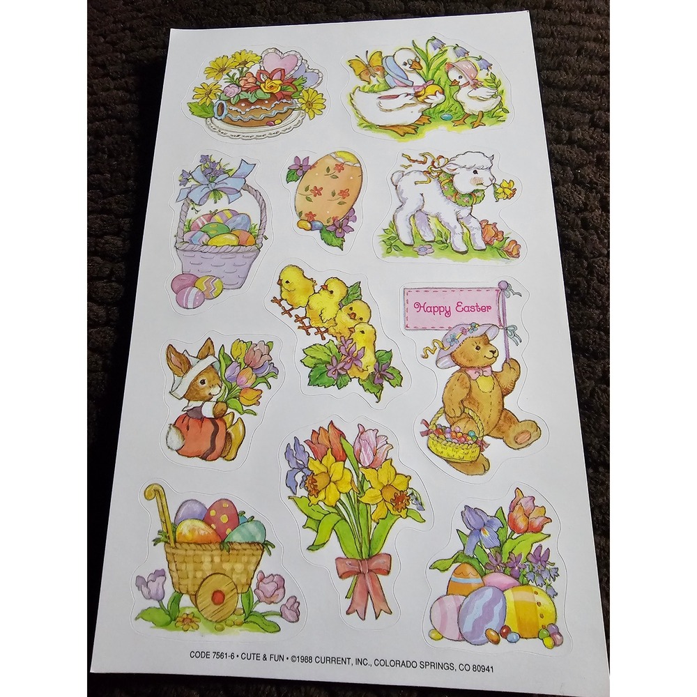 Vintage Current‎ 1988 Cute & Fun Easter 1 Sheet Of Stickers
